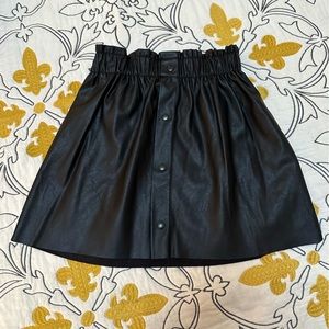 Faux Leather Button Up Skirt